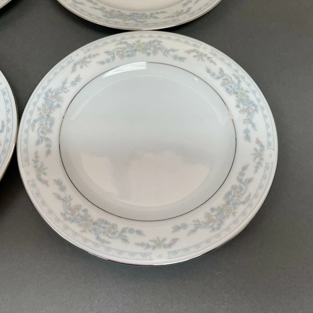 Somerset by NL Excel Bread and Butter Plates Floral Platinum Trim Lot of‎ 4